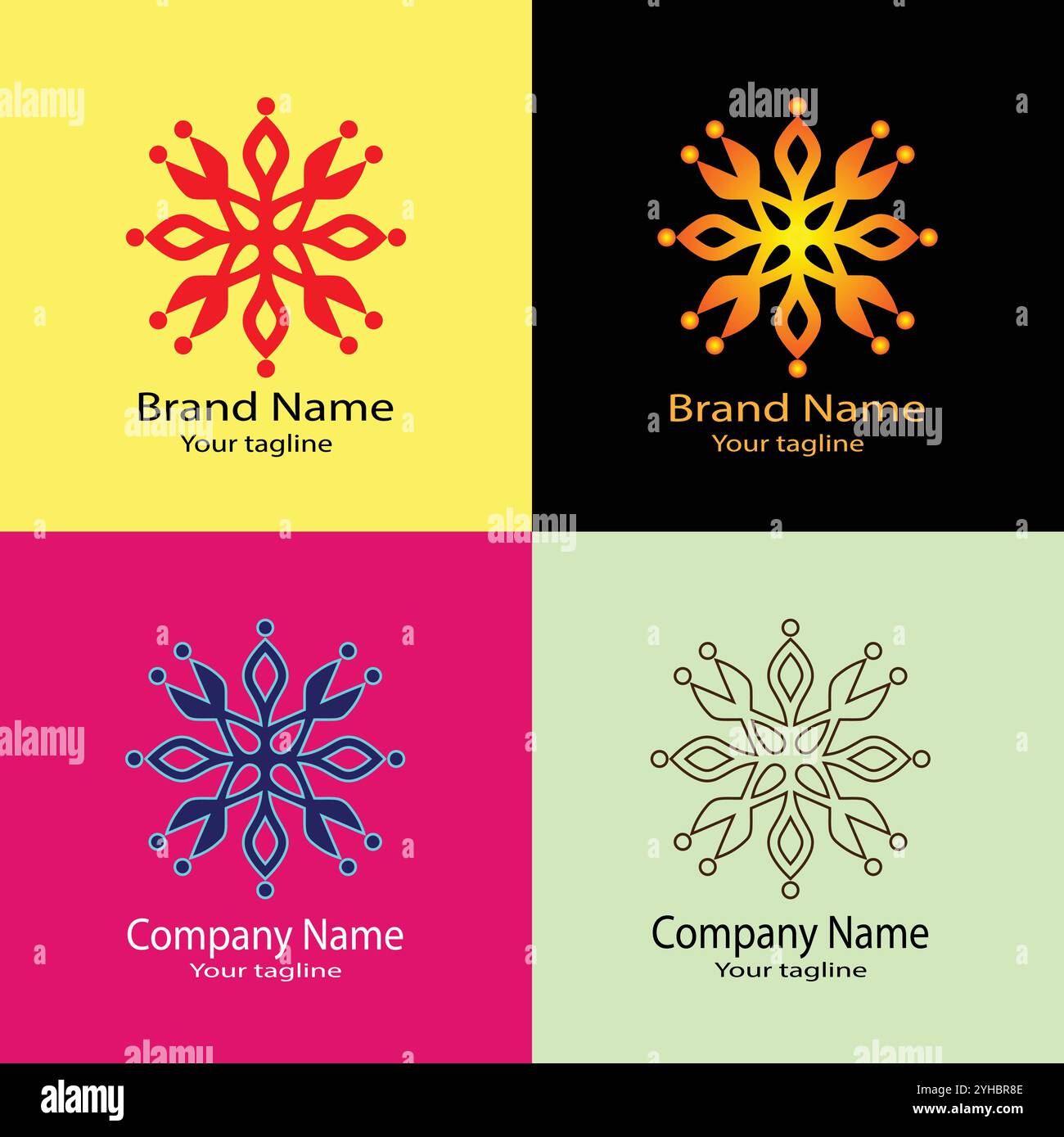 Four logo designs with different craftsmanship of the same shape Stock ...