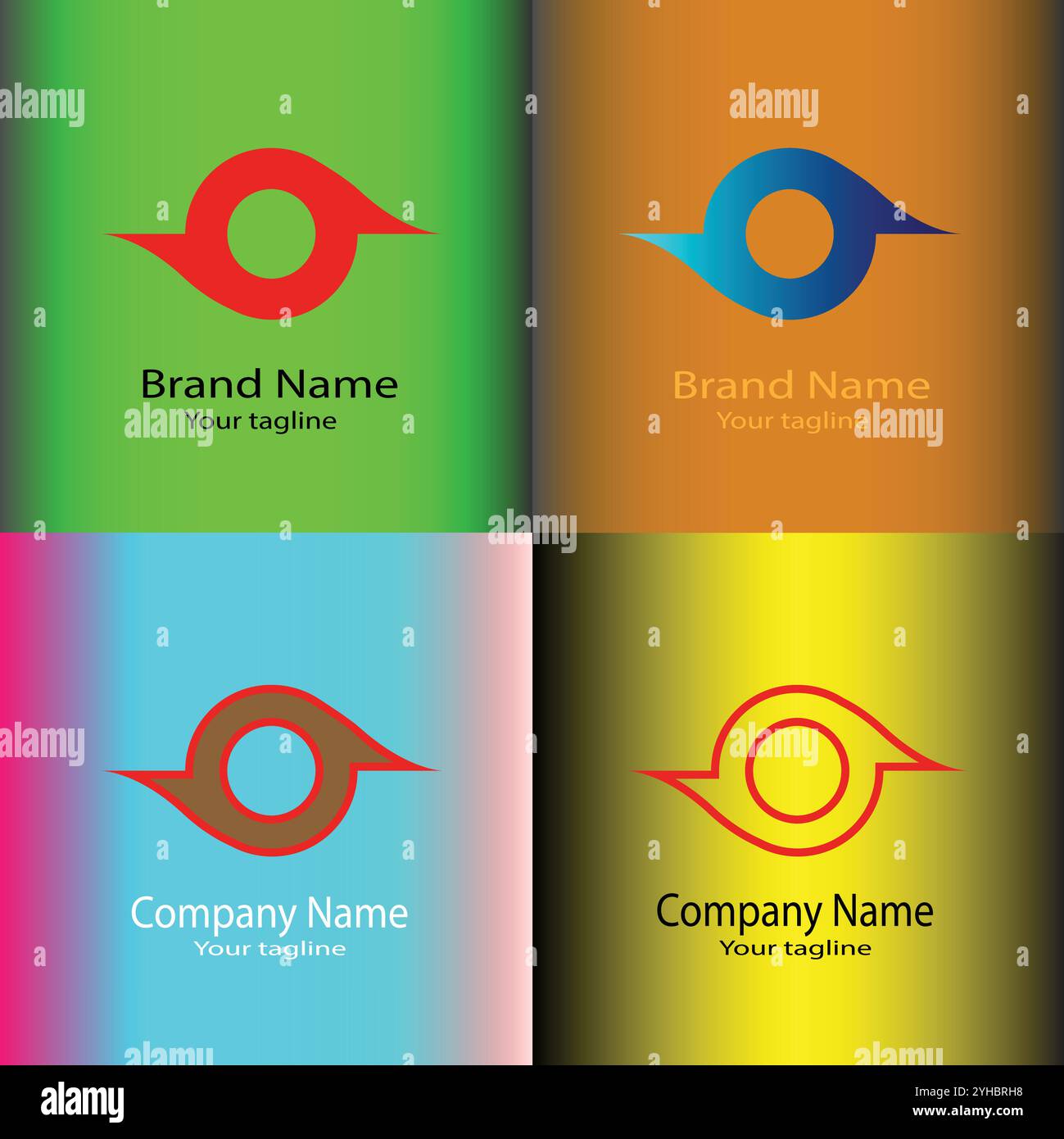 Four logo designs with different craftsmanship of the same shape Stock ...