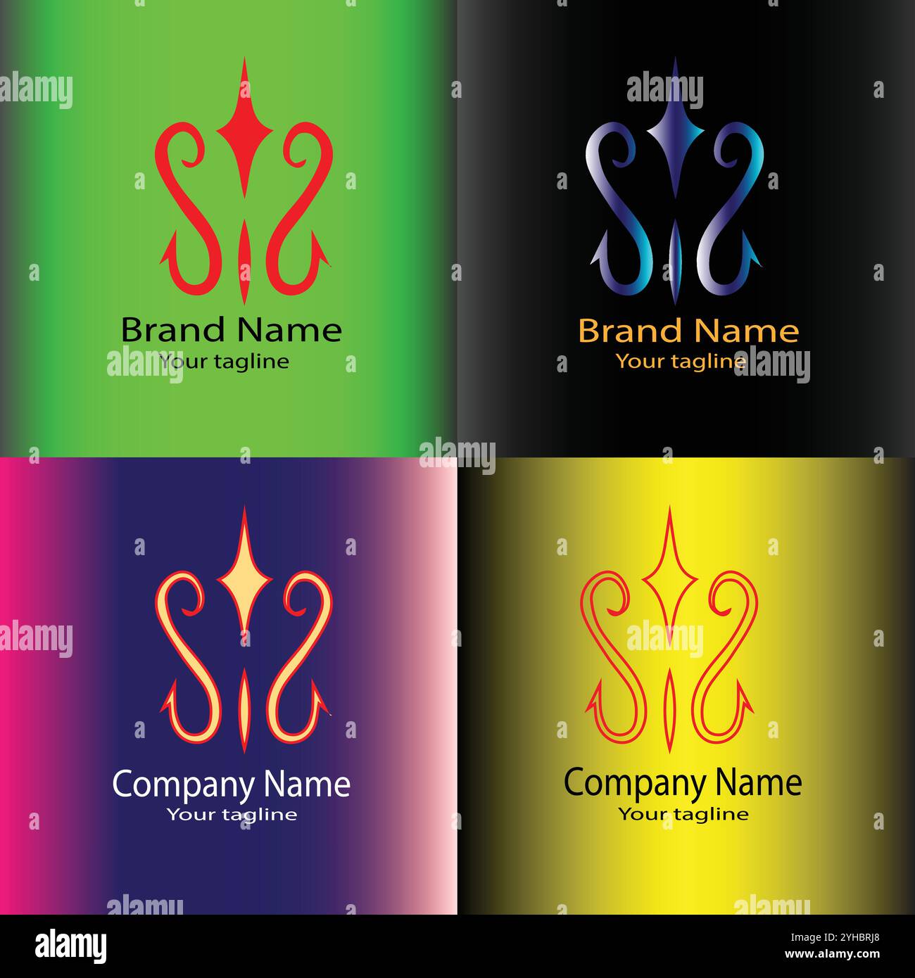 Four logo designs with different craftsmanship of the same shape Stock Vector