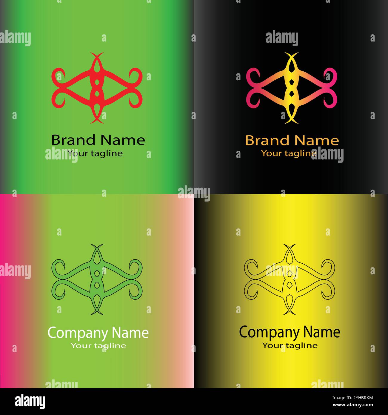 Four logo designs with different craftsmanship of the same shape Stock ...