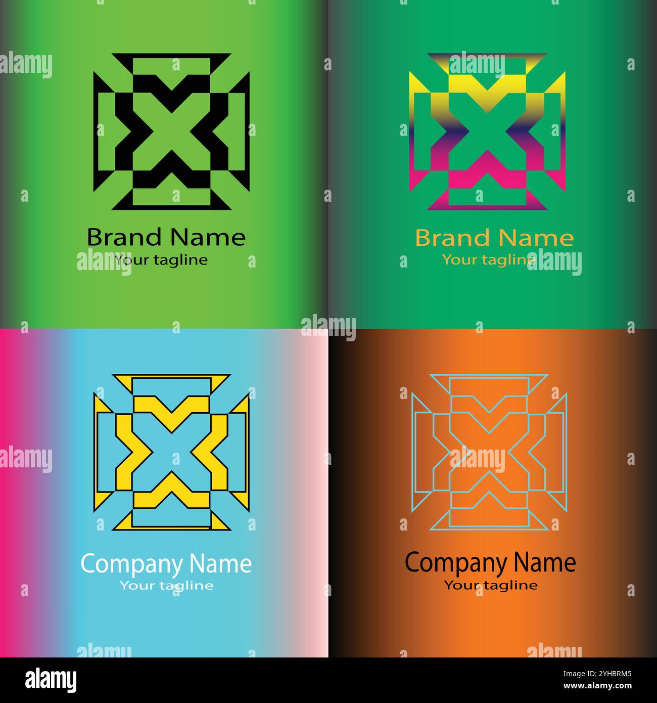 Four logo designs with different craftsmanship of the same shape Stock ...