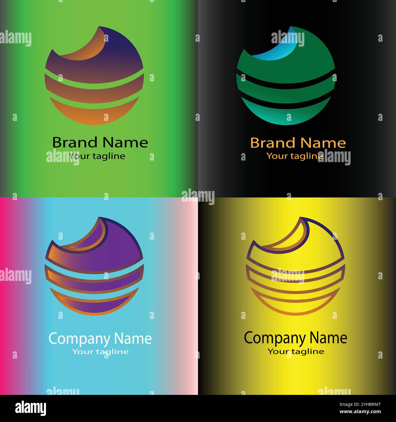 Four logo designs with different craftsmanship of the same shape Stock ...