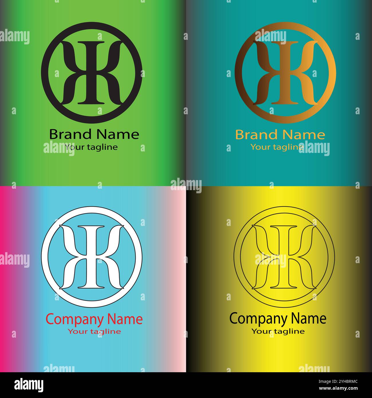 Four logo designs with different craftsmanship of the same shape Stock Vector