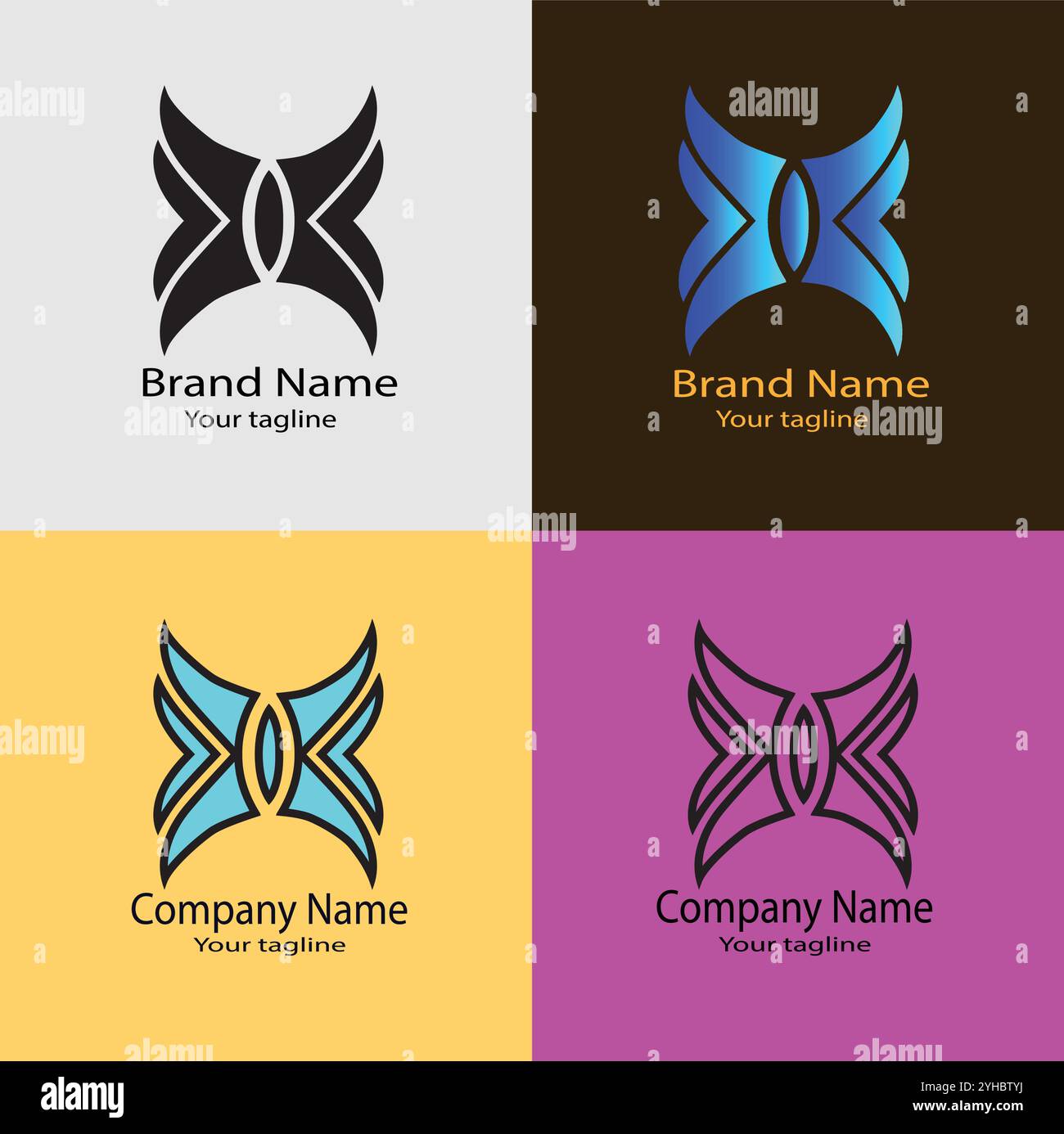 Four logo designs with different craftsmanship of the same shape Stock ...