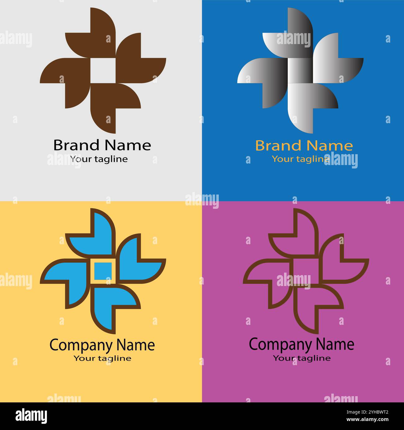 Four logo designs with different craftsmanship of the same shape Stock ...