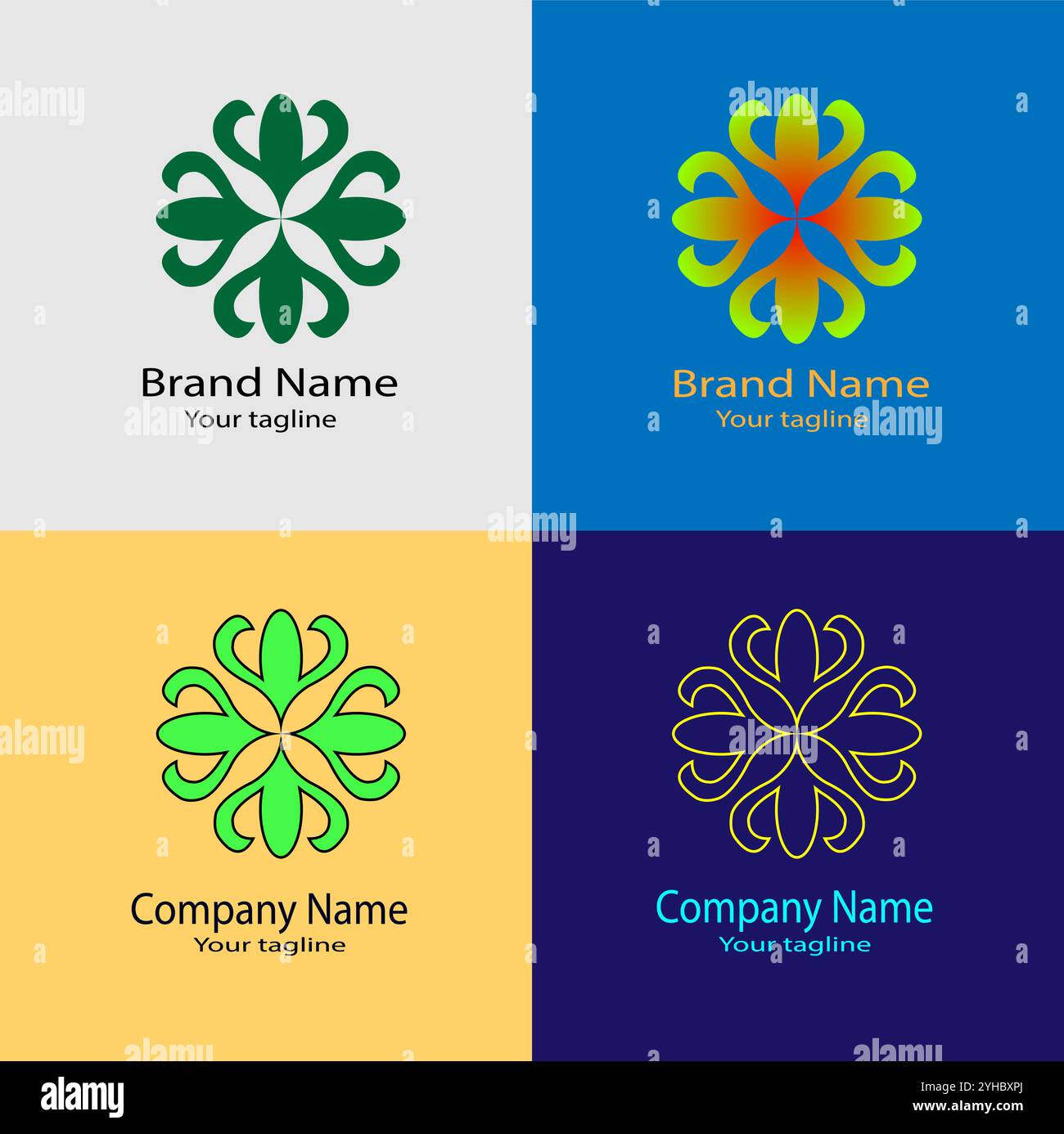 Four logo designs with different craftsmanship of the same shape Stock ...