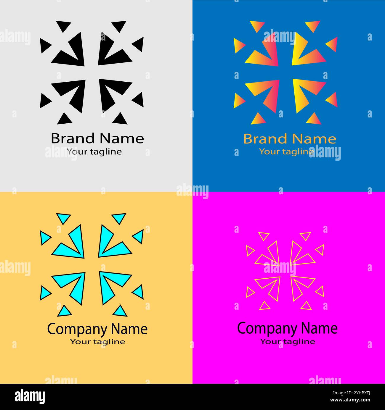 Four logo designs with different craftsmanship of the same shape Stock Vector