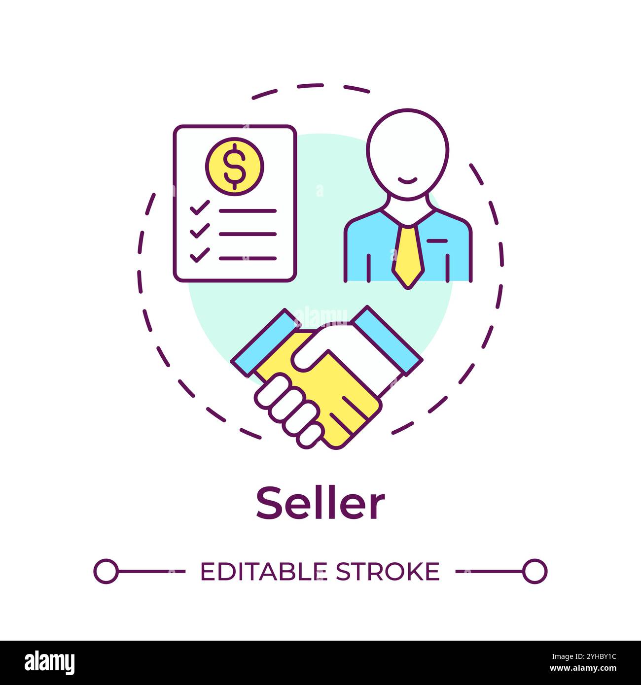 Seller multi color concept icon Stock Vector