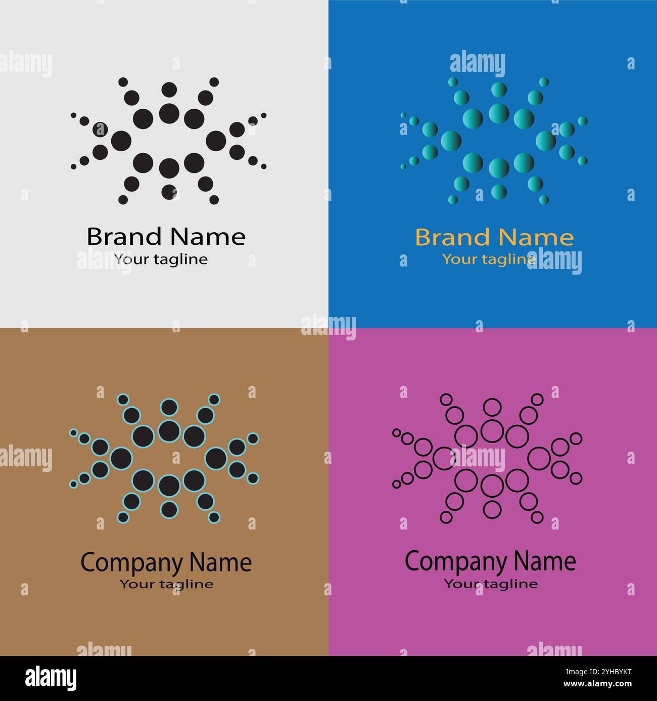 Four logo designs with different craftsmanship of the same shape Stock Vector