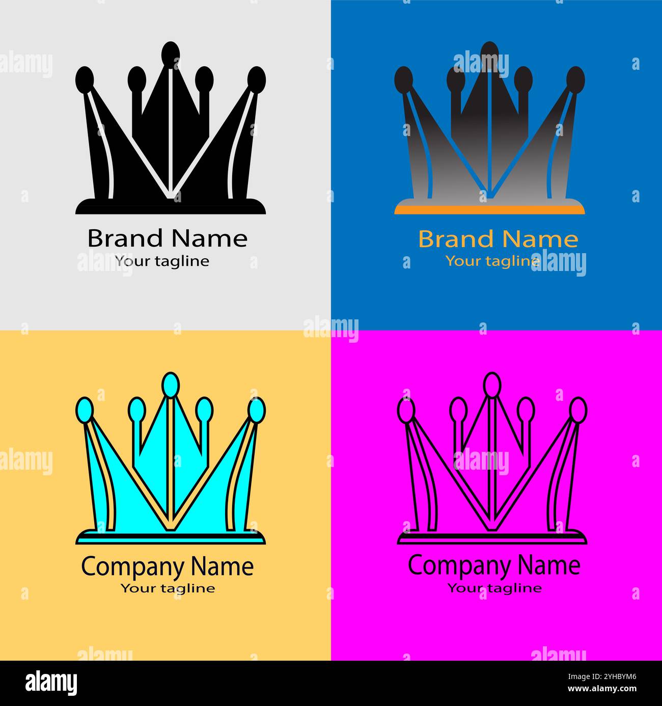 Four logo designs with different craftsmanship of the same shape Stock Vector