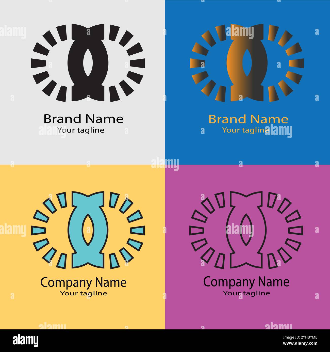 Four logo designs with different craftsmanship of the same shape Stock ...