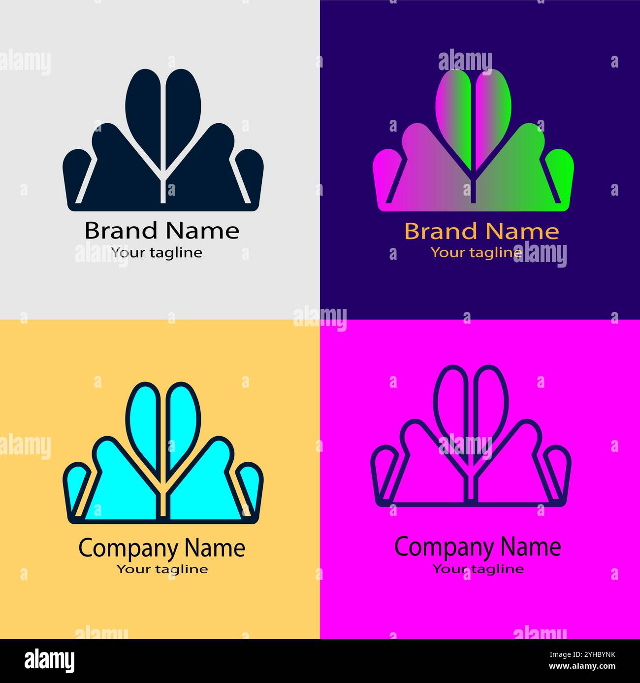 Four logo designs with different craftsmanship of the same shape Stock ...