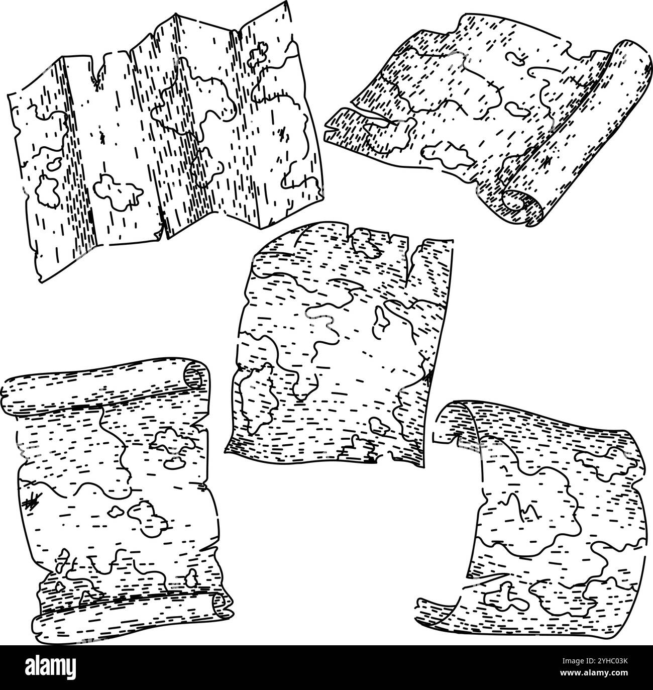 old map set sketch hand drawn vector Stock Vector Image & Art - Alamy