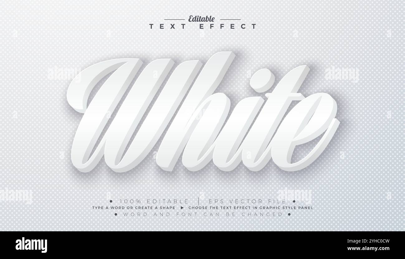 3D White Text Effect Design. Editable and Scalable Vector Graphic Style ...