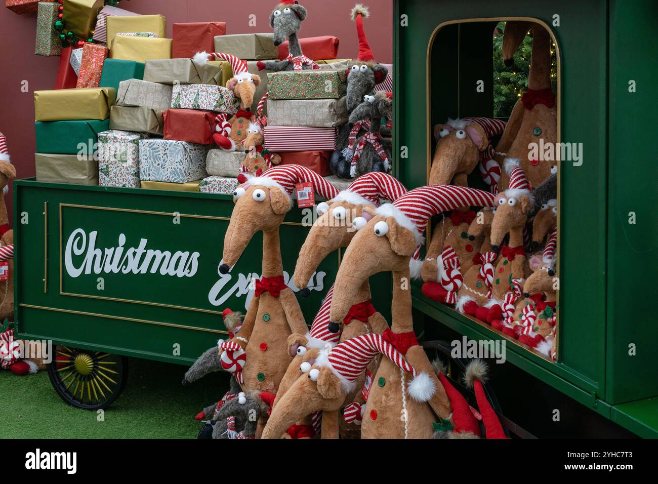 Display of cuddly toys for Christmas 2024 at Beckworth Emporium, Mears Ashby, Northamptonshire, UK Stock Photo