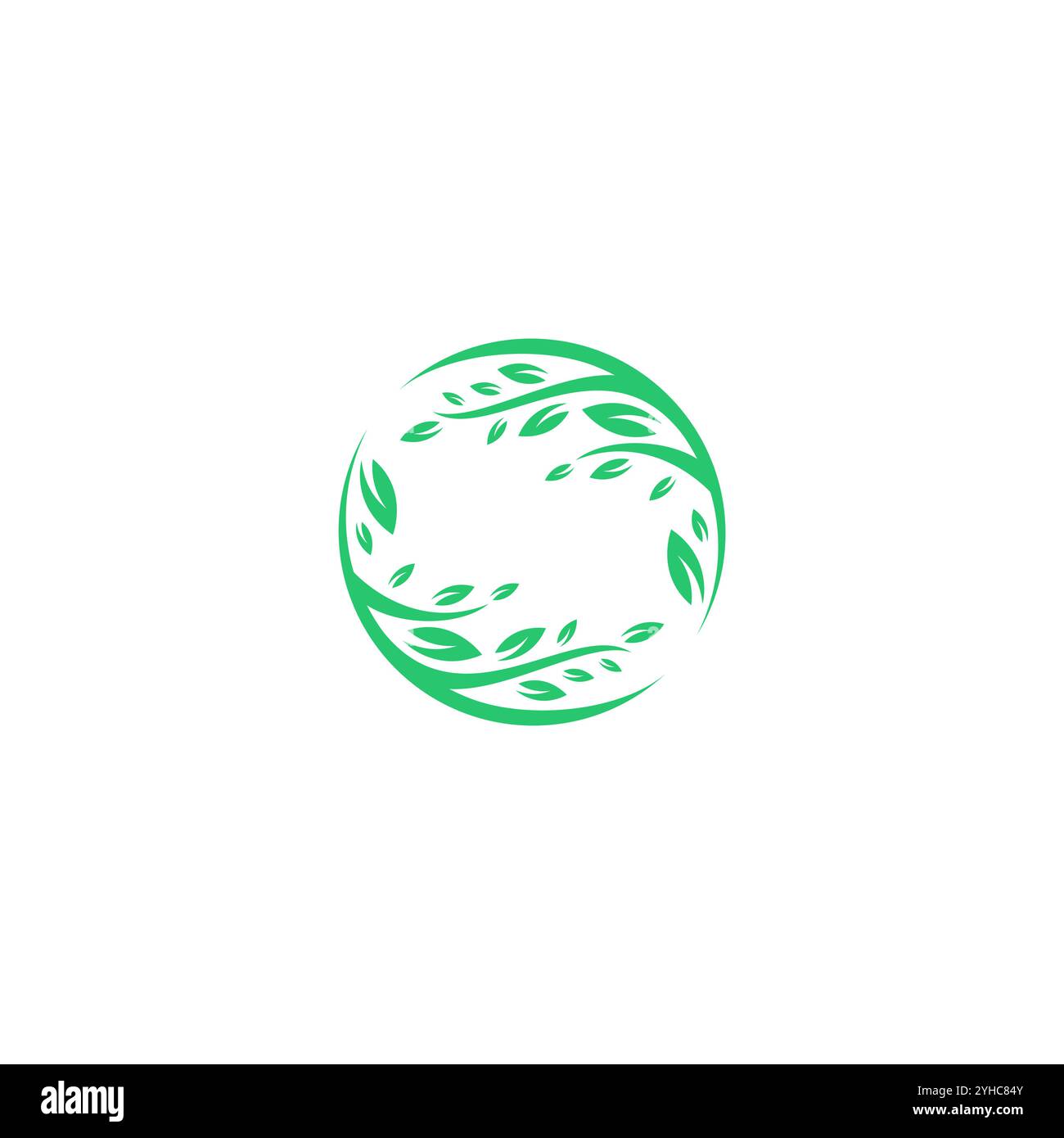 Circle Leaf Green Color Logo. Organic Logo Vector Stock Vector Image ...