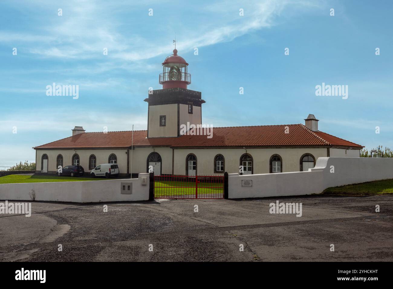 Ponta das Lajes Lighthouse in Lajes das Flores, Azores. Stock Photo