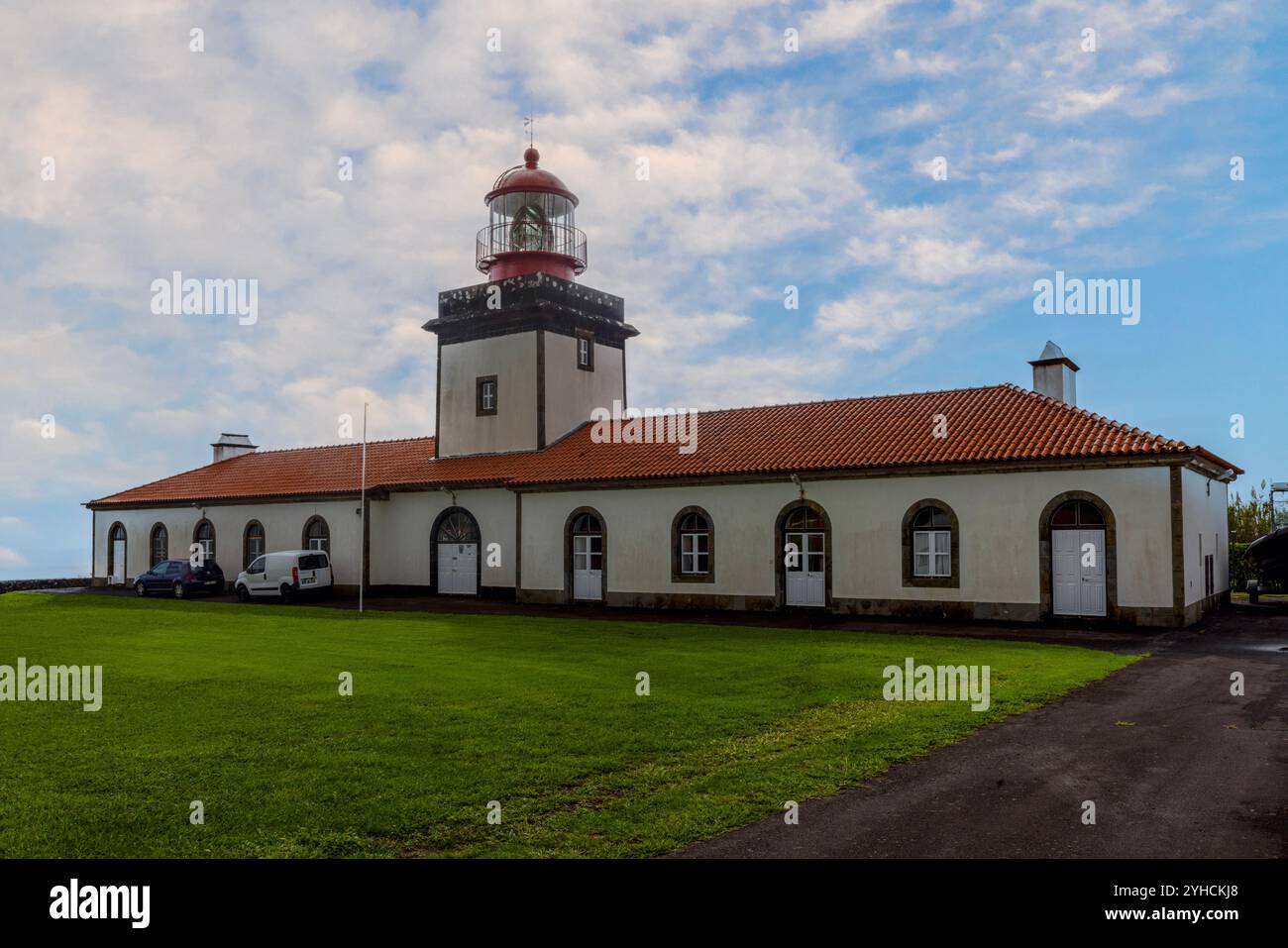 Ponta das Lajes Lighthouse in Lajes das Flores, Azores. Stock Photo