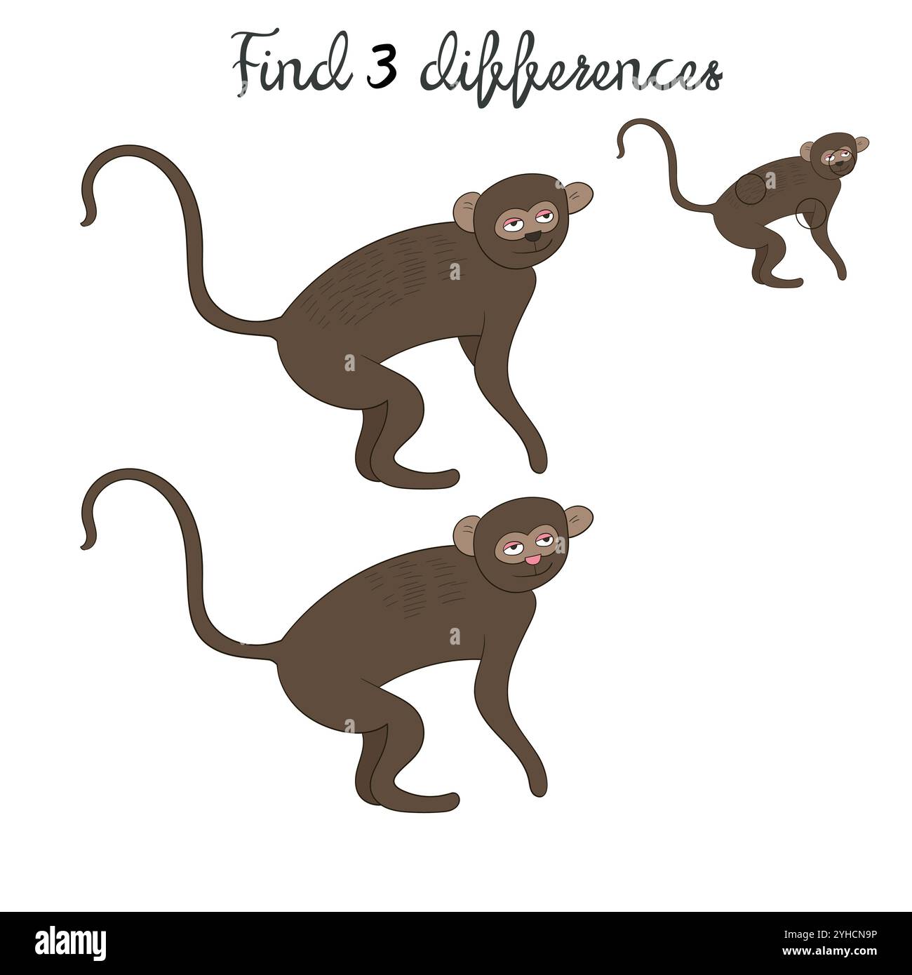 Find differences kids layout for game vervet ape Stock Vector Image ...