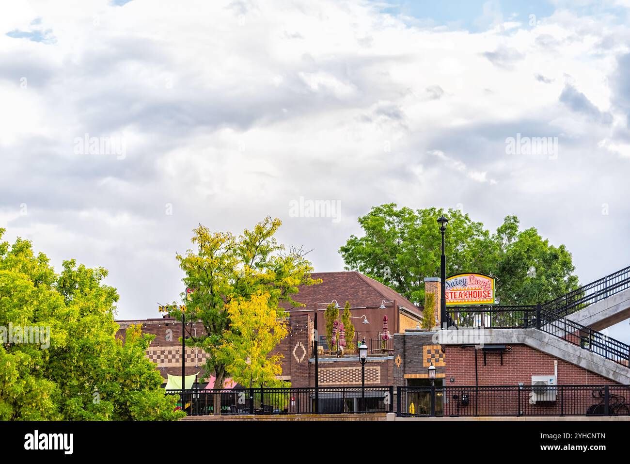 Glenwood Springs, USA - September 29, 2022: Downtown mountain city with ...