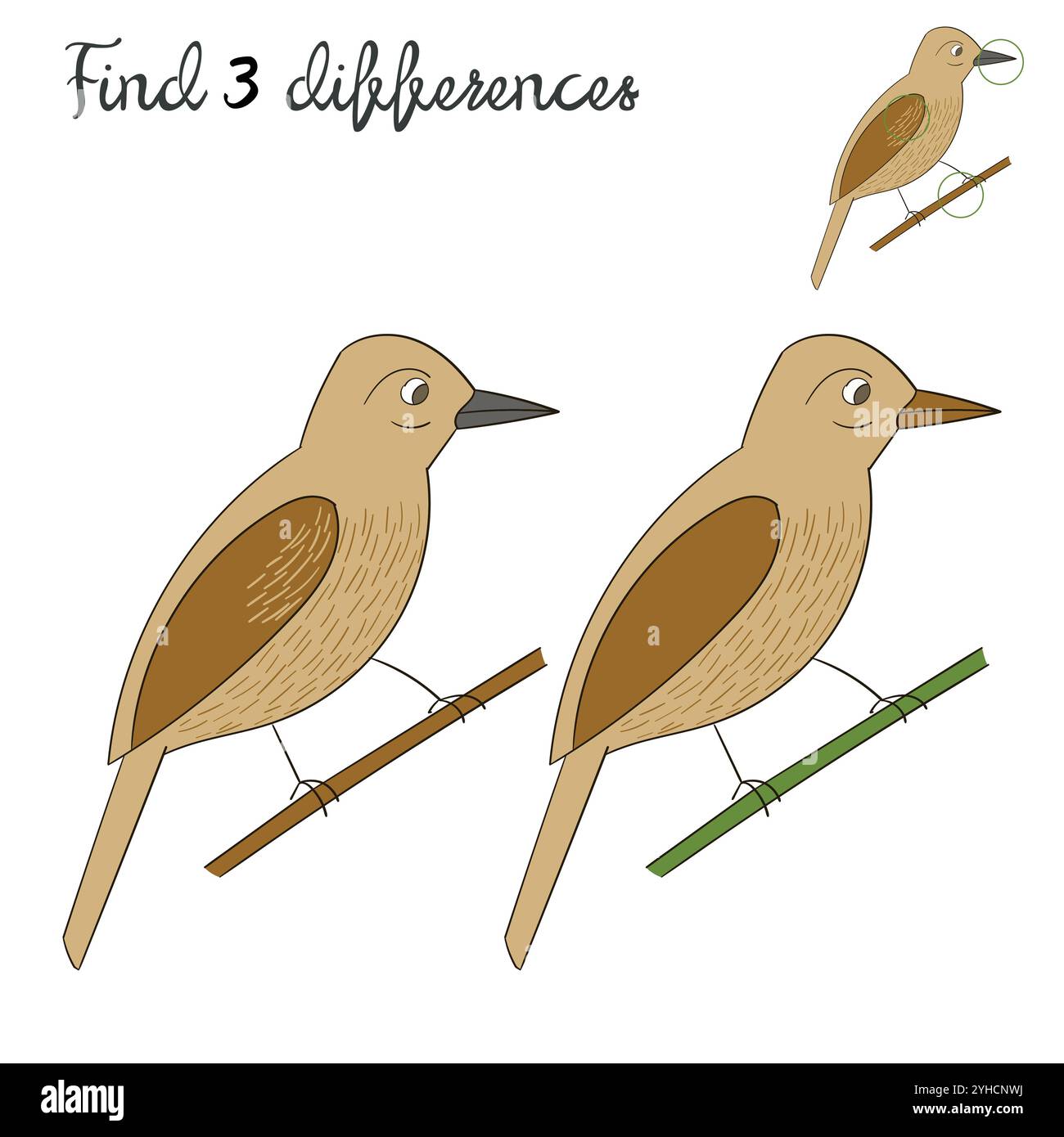 Find differences kids layout for game bird Stock Vector Image & Art - Alamy