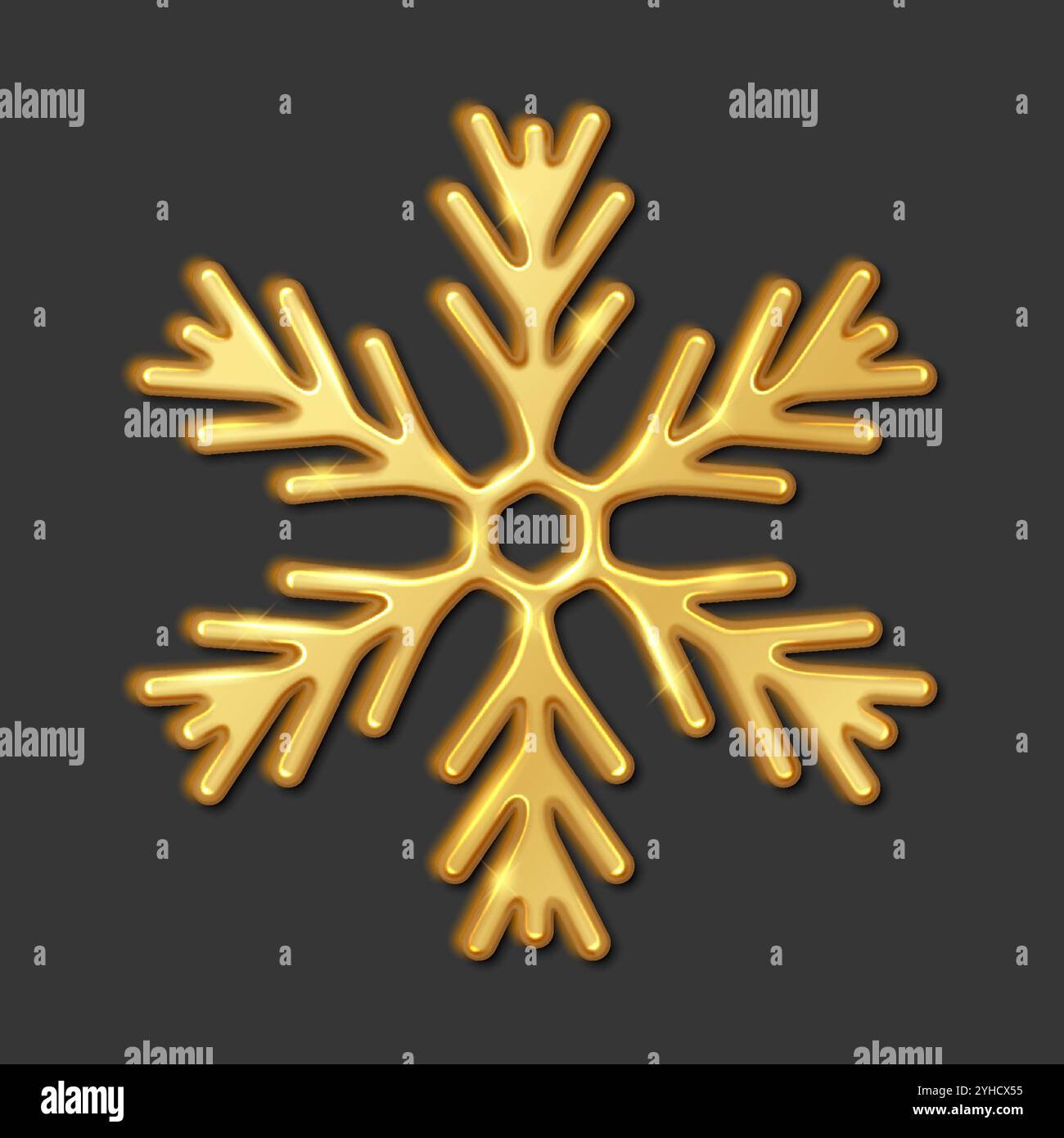 Golden snowflake shining pattern realistic vector illustration ...