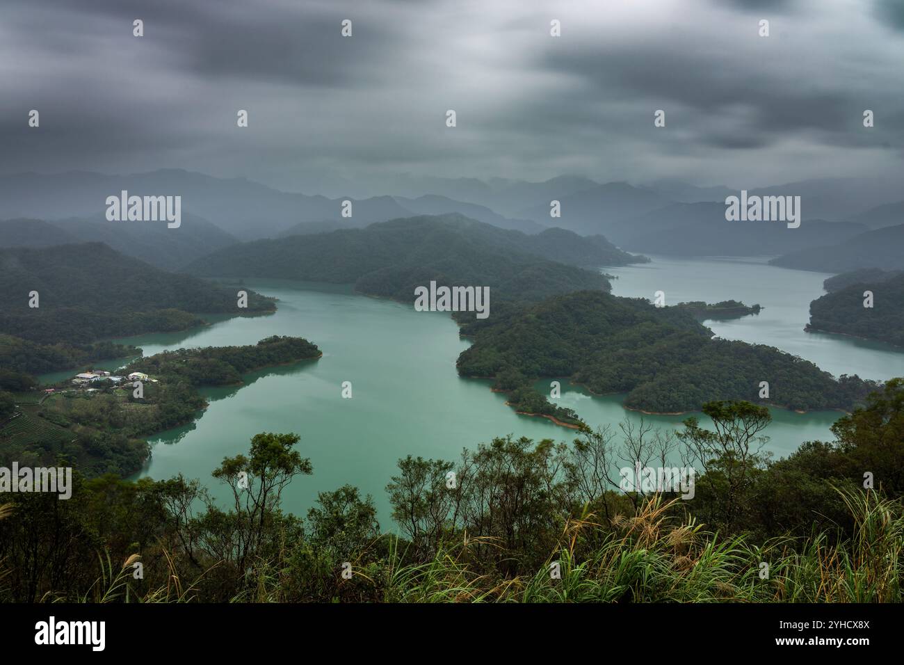 Thousand Island Lake from Shiding Crocodile Island at Feitsui Dam in Shiding District, New Taipei, Taiwan. Stock Photo