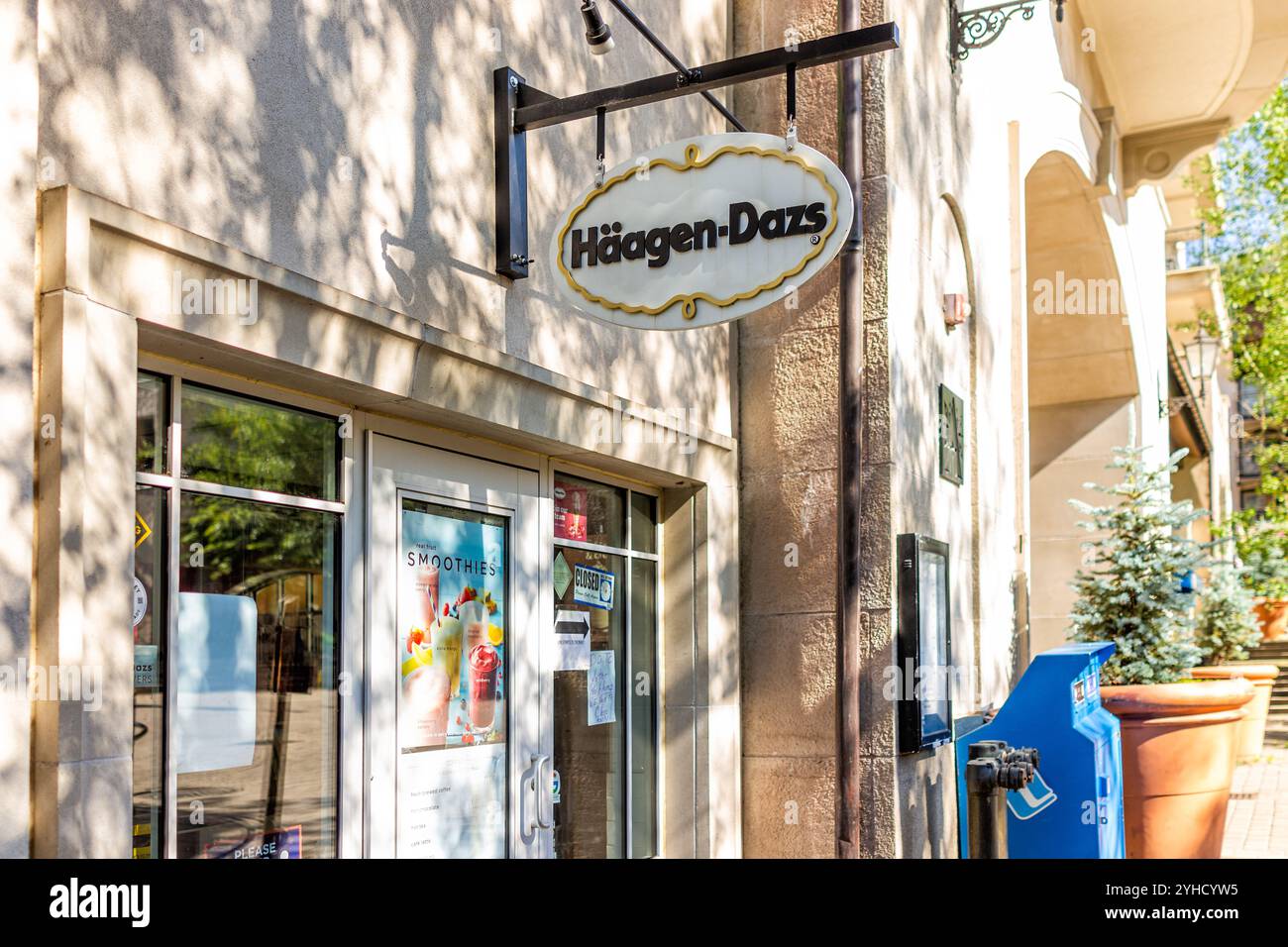 Vail, USA - July 11, 2022: Haagen-Dazs ice cream shop store sign in Colorado ski resort town of Lionshead mountain village on summer street Stock Photo