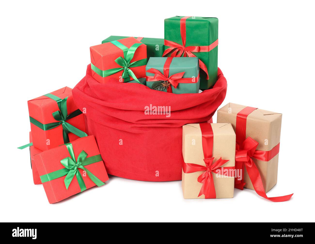 Santa Claus bag full of presents isolated on white Stock Photo - Alamy