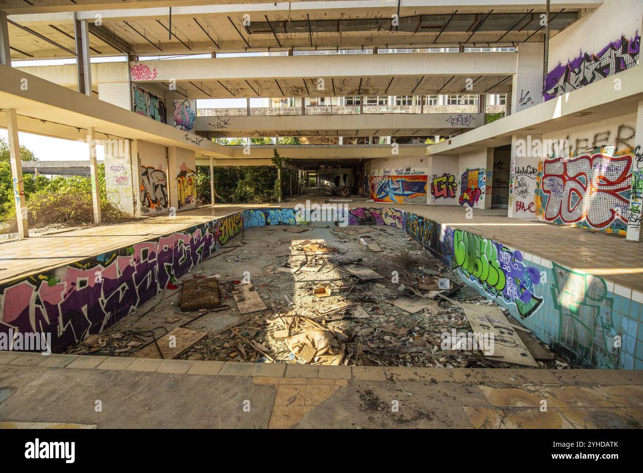 An abandoned place, a lost place hotel from the 70s. Destroyed and ...