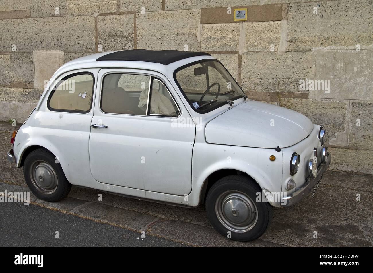 Old white Fiat 500 on Paris street Stock Photo - Alamy