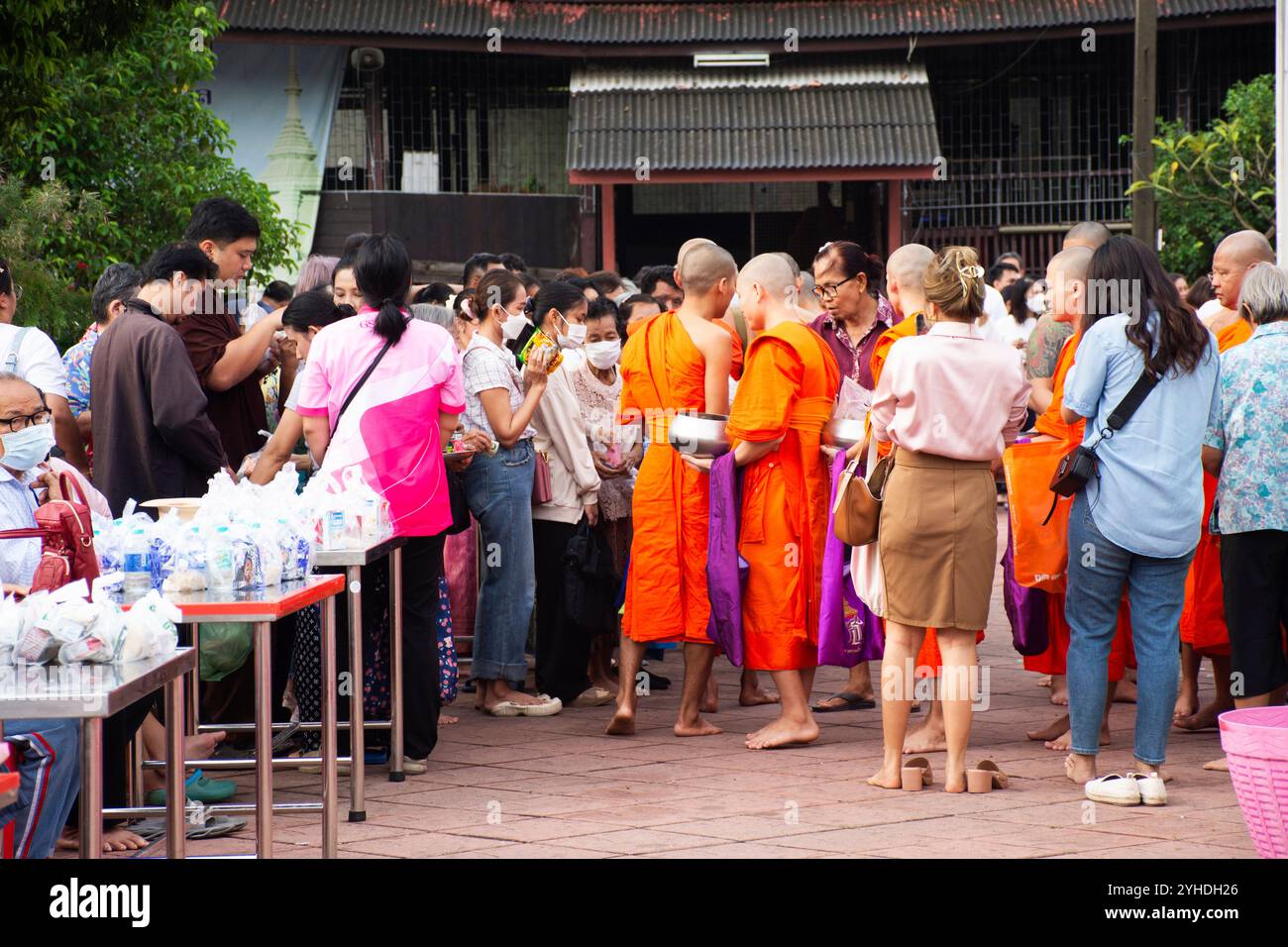 Precepts Robe Buddhist priests monastery Kathin ceremony for Local thai people ...