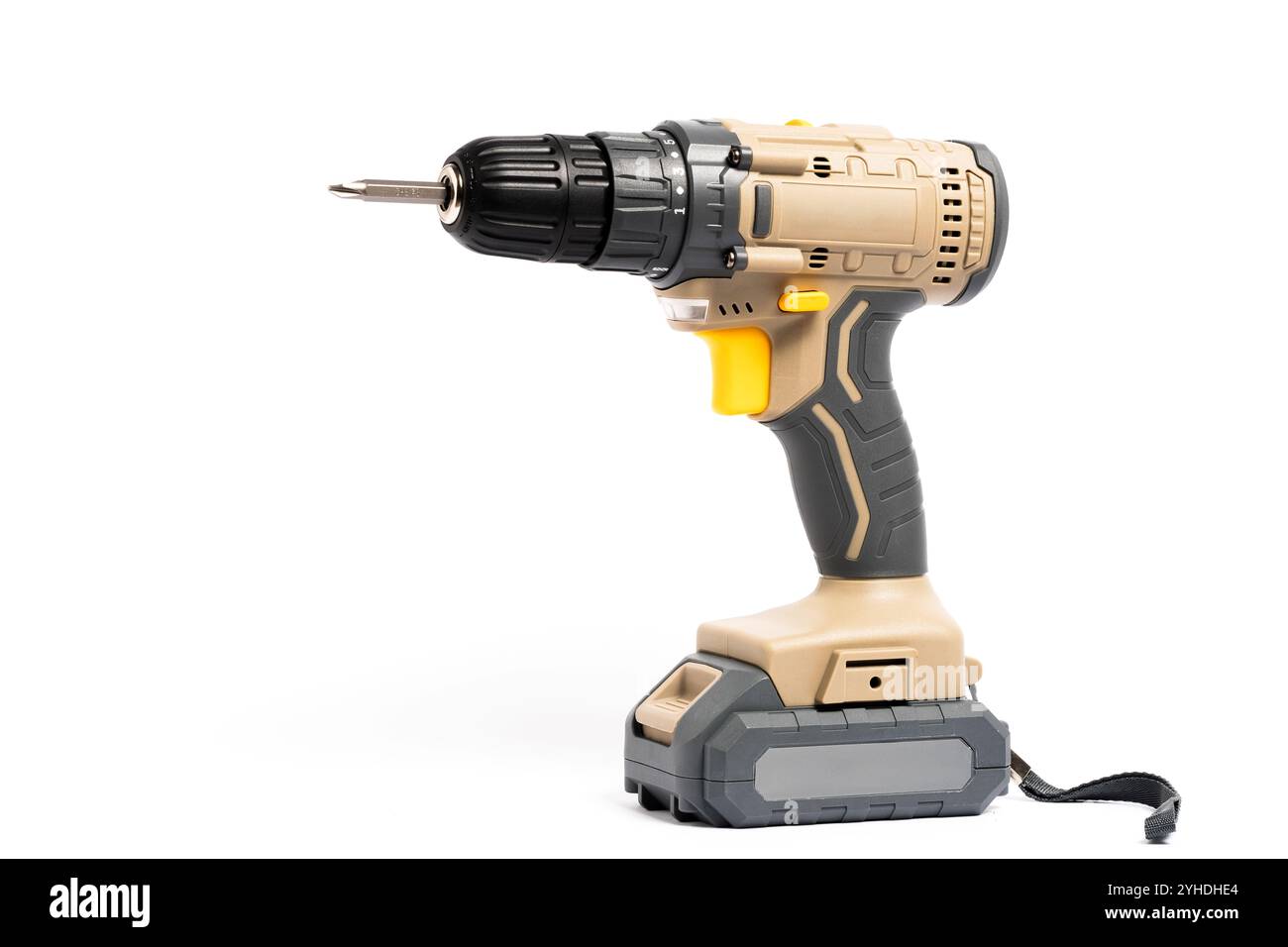 Cordless screwdriver isolated on white background. Power tools Stock Photo