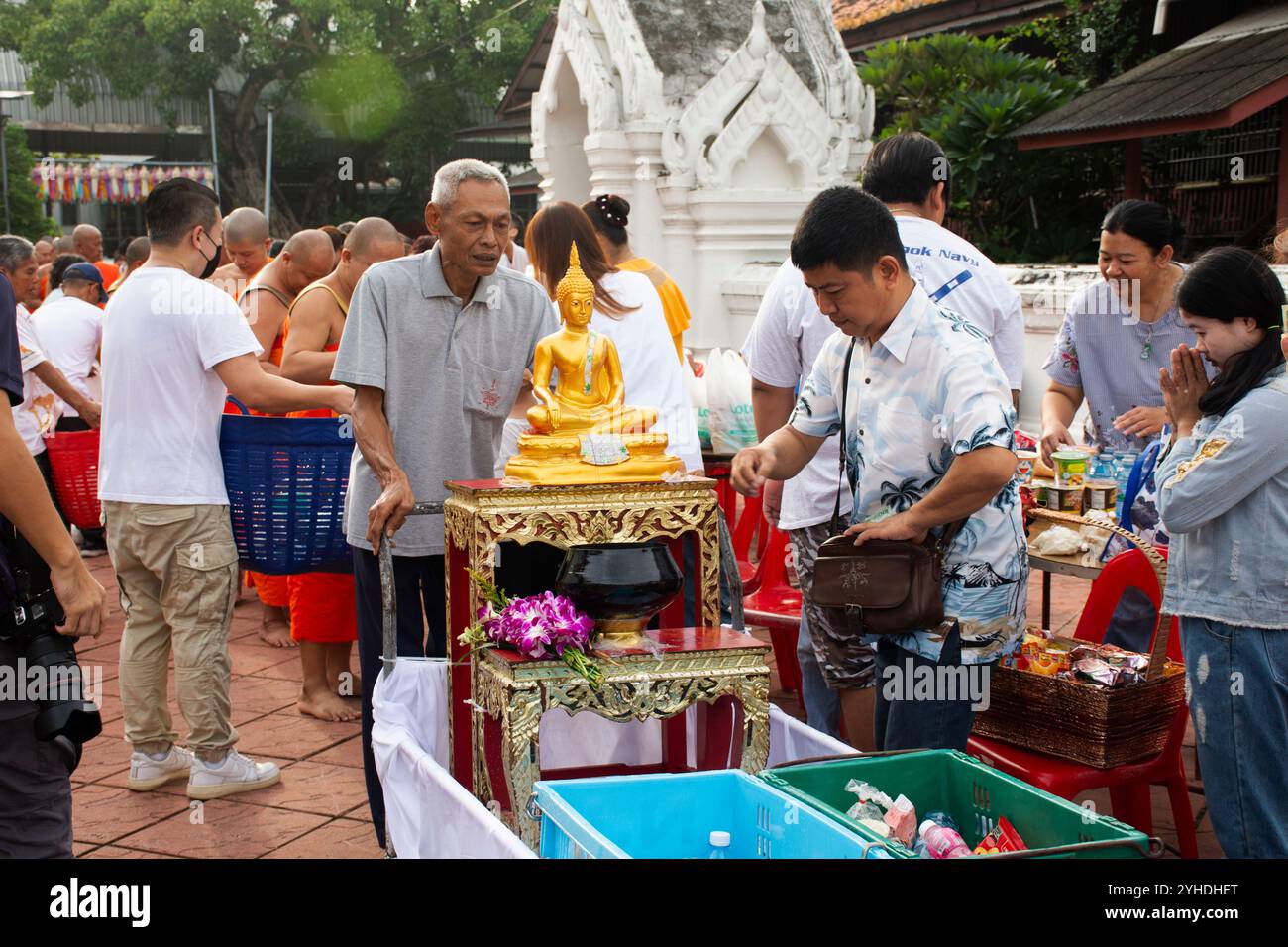 Precepts Robe Buddhist priests monastery Kathin ceremony for Local thai people ...