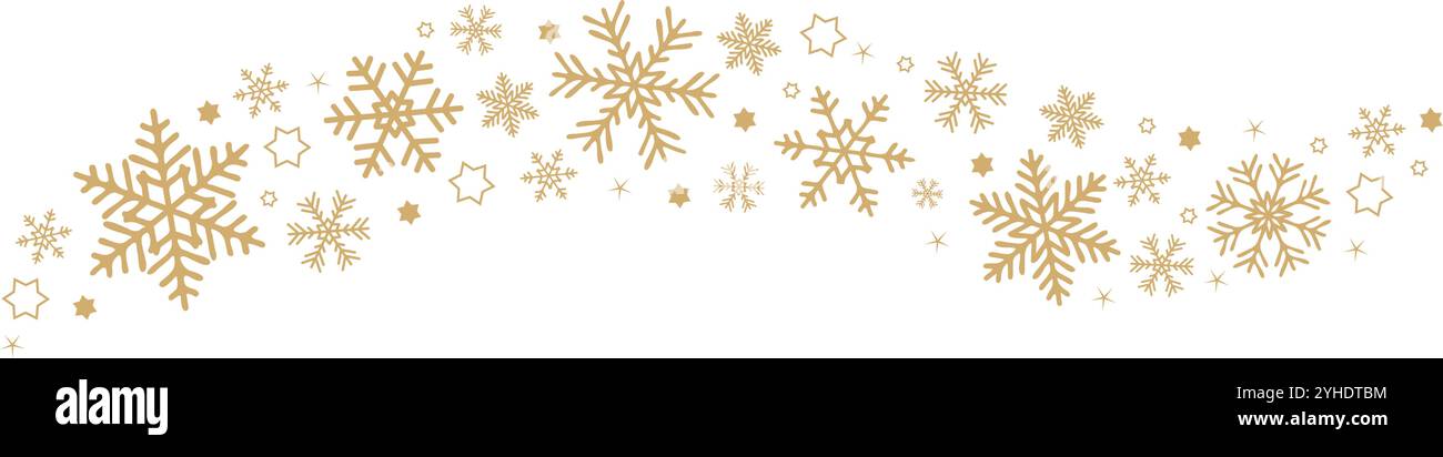 snowflakes and stars border isolated on transparent background vector ...