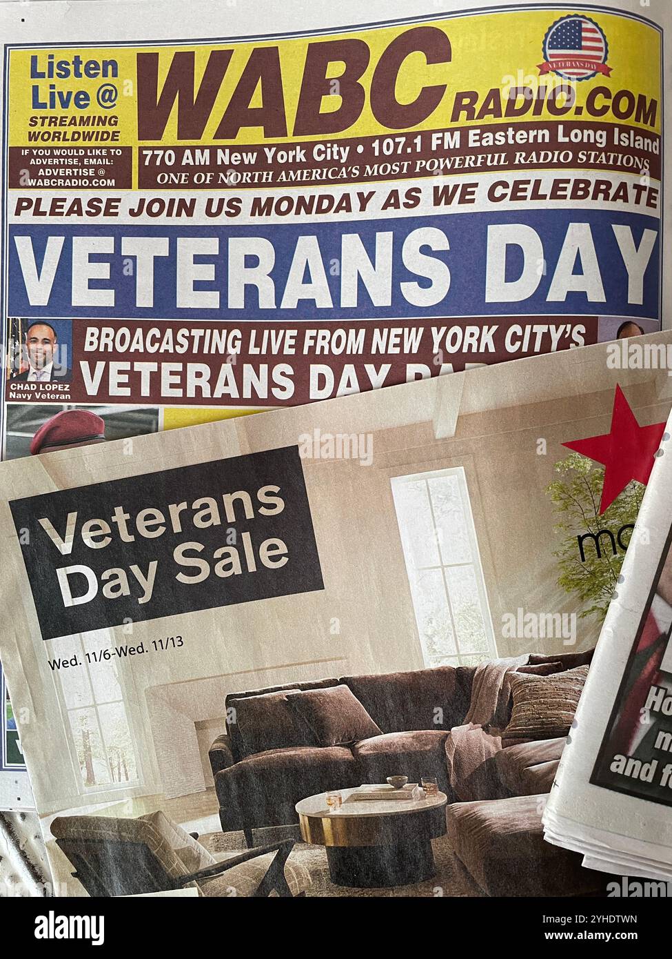 Veterans Day Sale Advertisements, USA   2024 - Smartphone Captured Stock Image