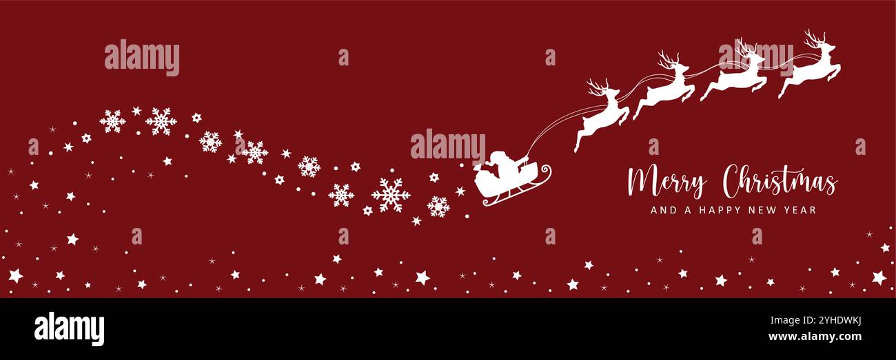 christmas banner santa claus in a sleigh with reindeer vector ...