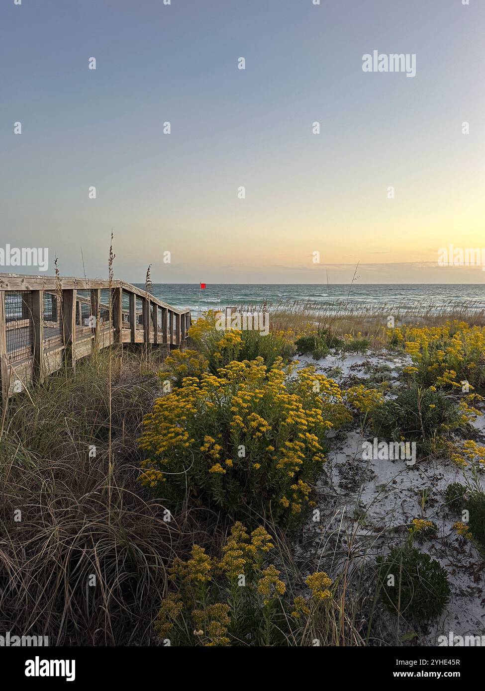 Henderson Beach State Park walkway with sunset Stock Photo - Alamy