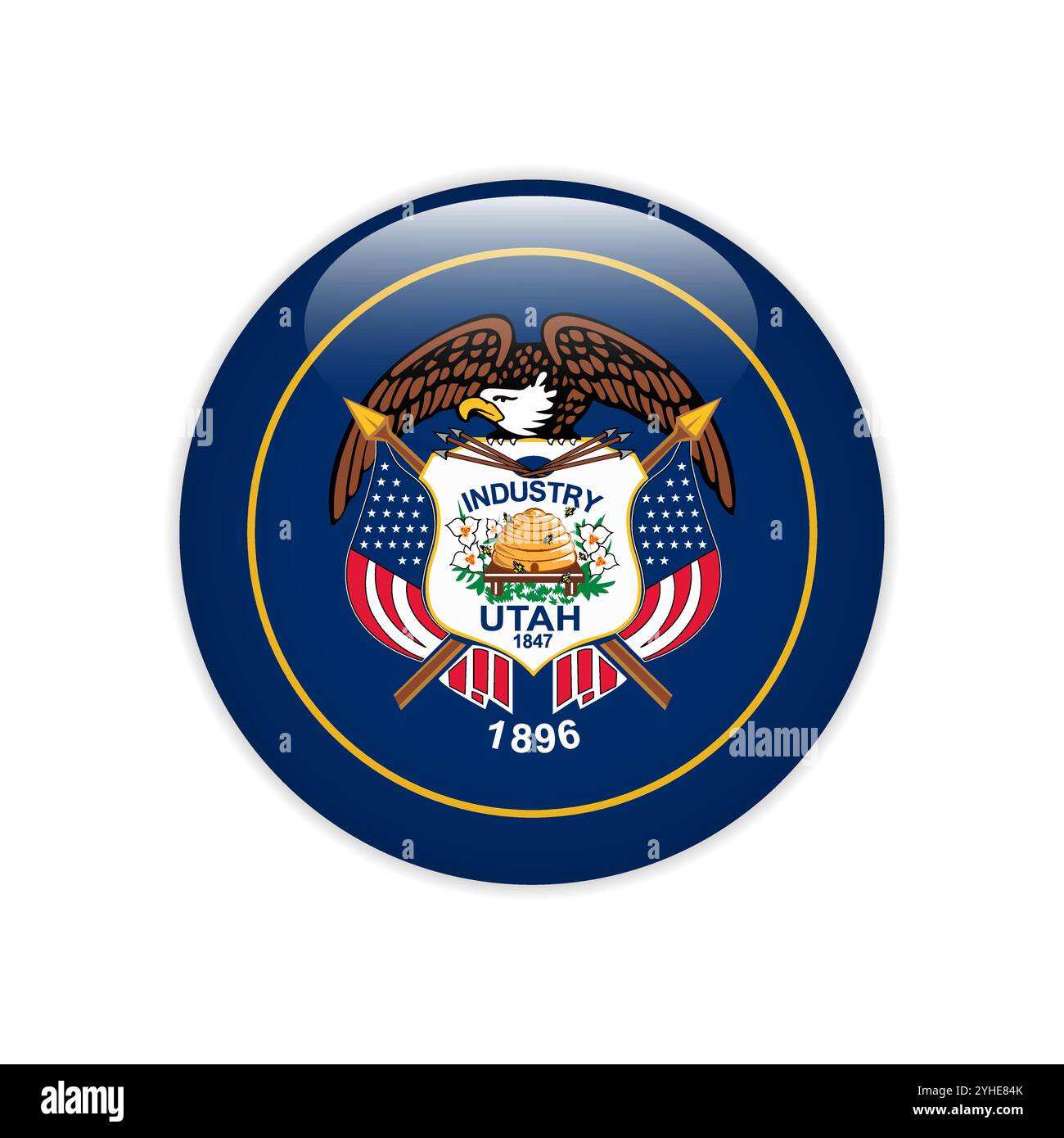 Flag Utah button Stock Vector