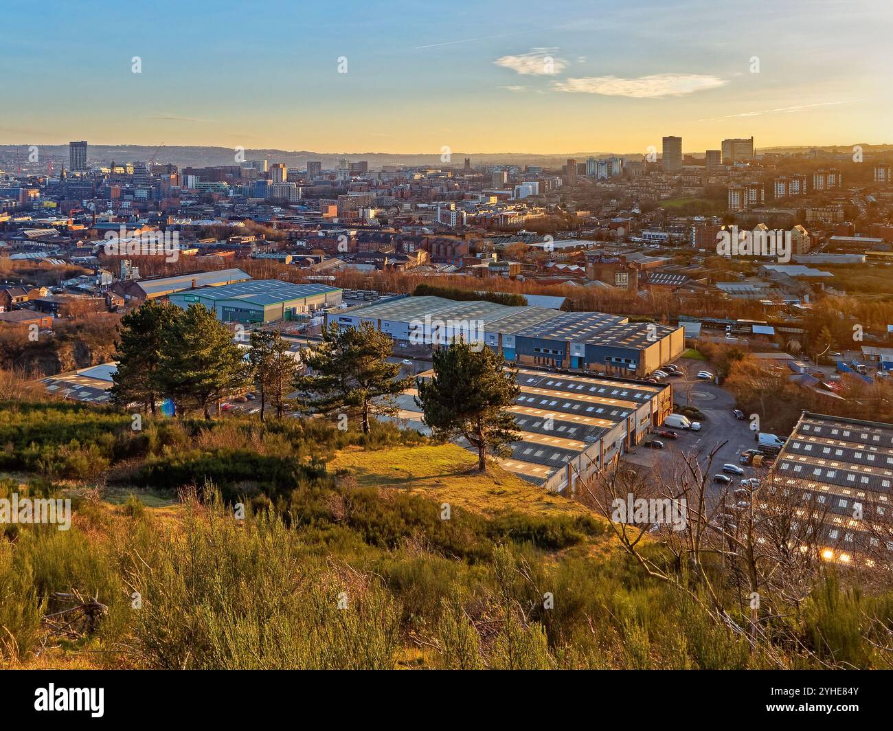 UK, South Yorkshire, Sheffield Skyline from Parkwood Springs Stock ...