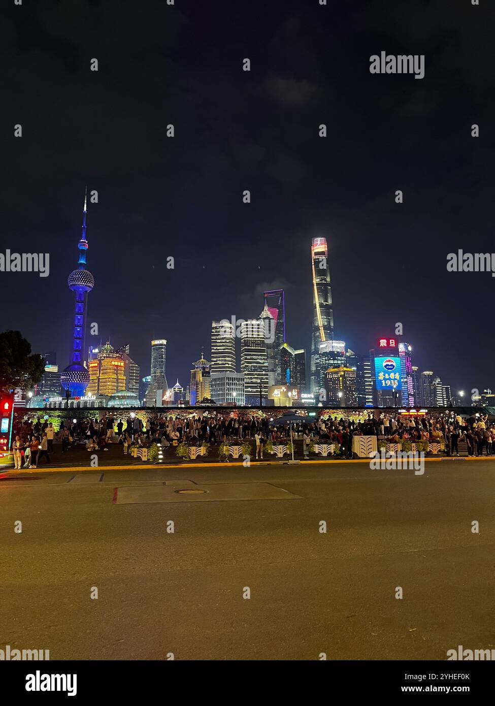The Bund in Shanghai at night - Smartphone Captured Stock Image