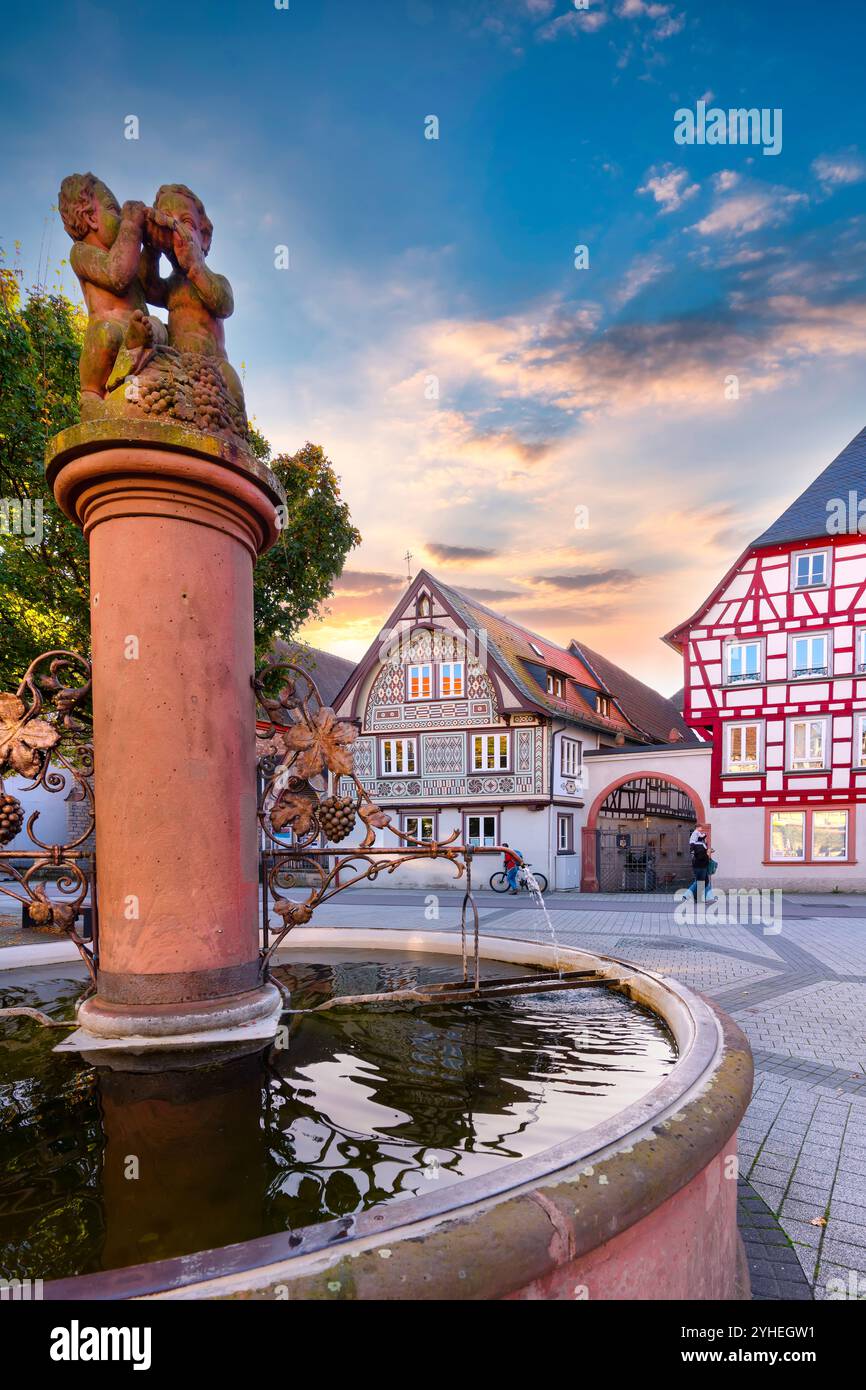 Hospital fountain in the down town of Bensheim, Bergstrasse, Germany Stock Photo