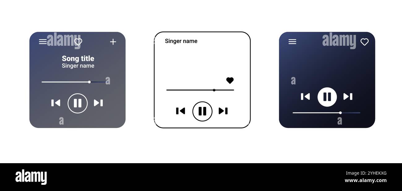 igital music player with modern playback and album controls Stock ...