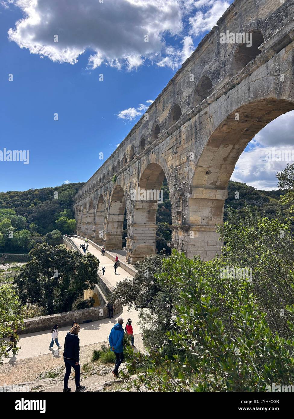 Pont du Gard - Ancient Roman Aqueduct - Smartphone Captured Stock Image