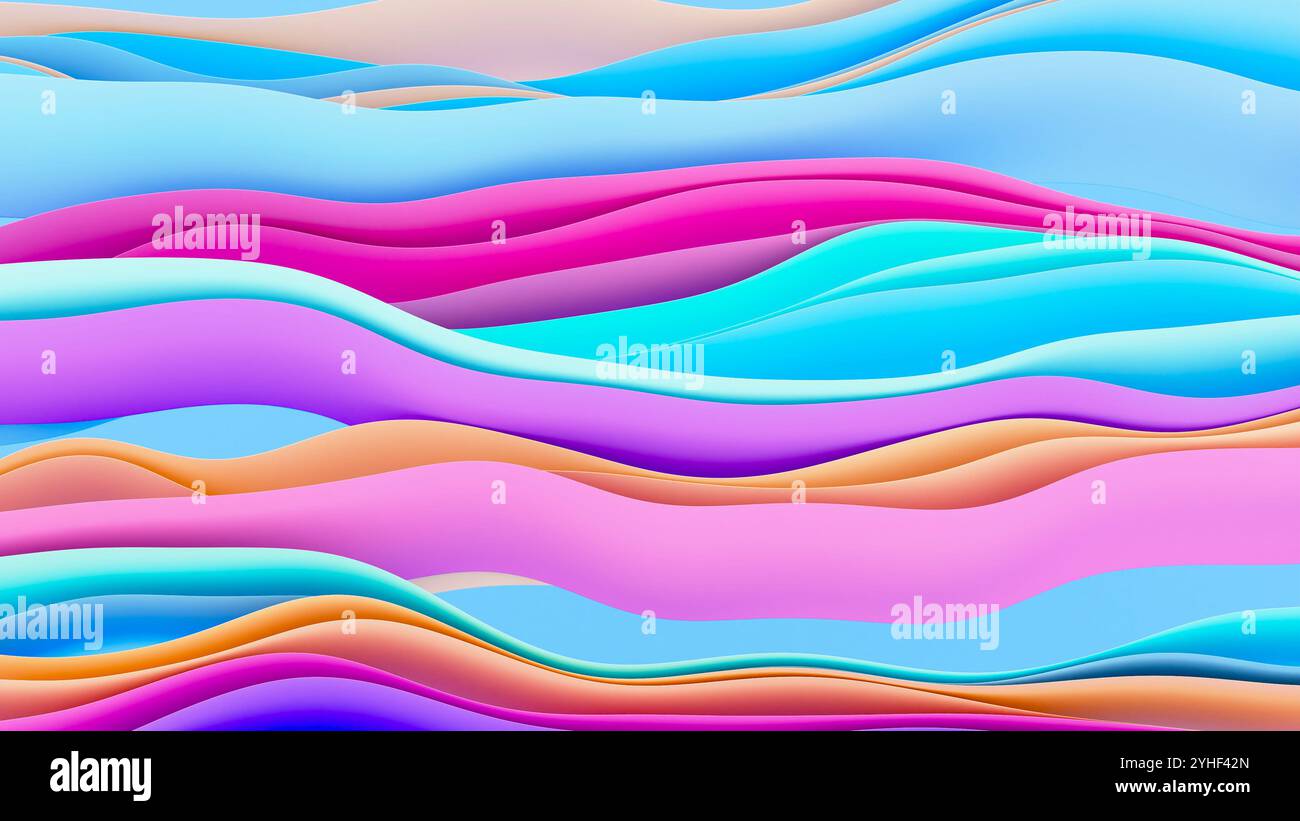 3D illustration of beautiful colorful ribbons with soft surfaces Stock ...