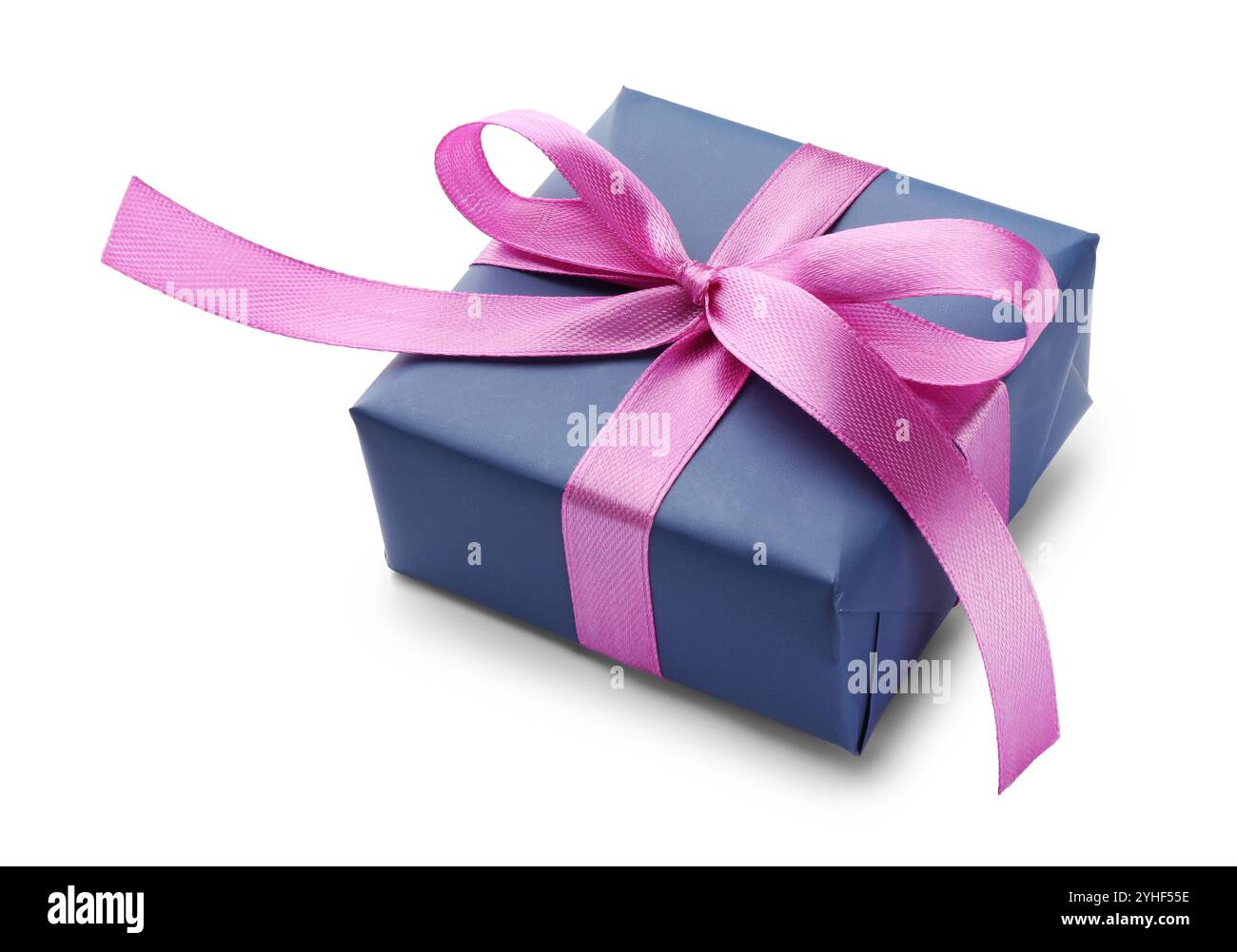 Beautiful gift box with pink bow isolated on white Stock Photo - Alamy