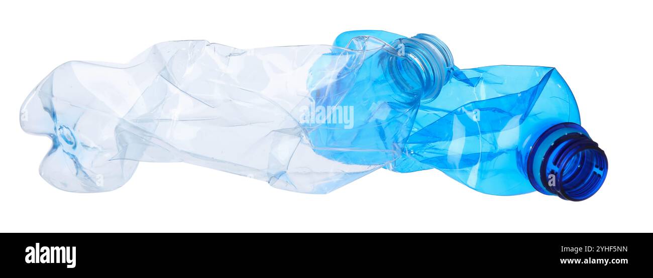 Crumpled empty plastic bottles isolated on white Stock Photo