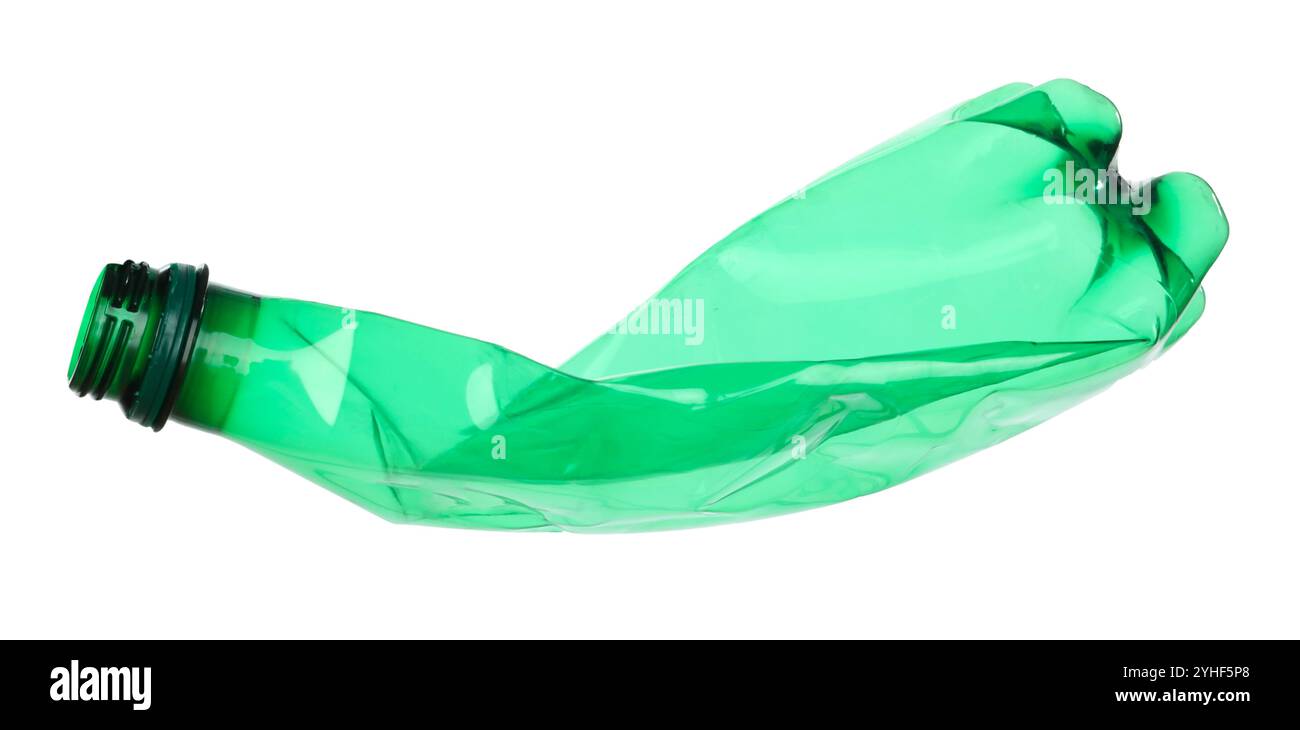 One crumpled plastic bottle isolated on white Stock Photo - Alamy