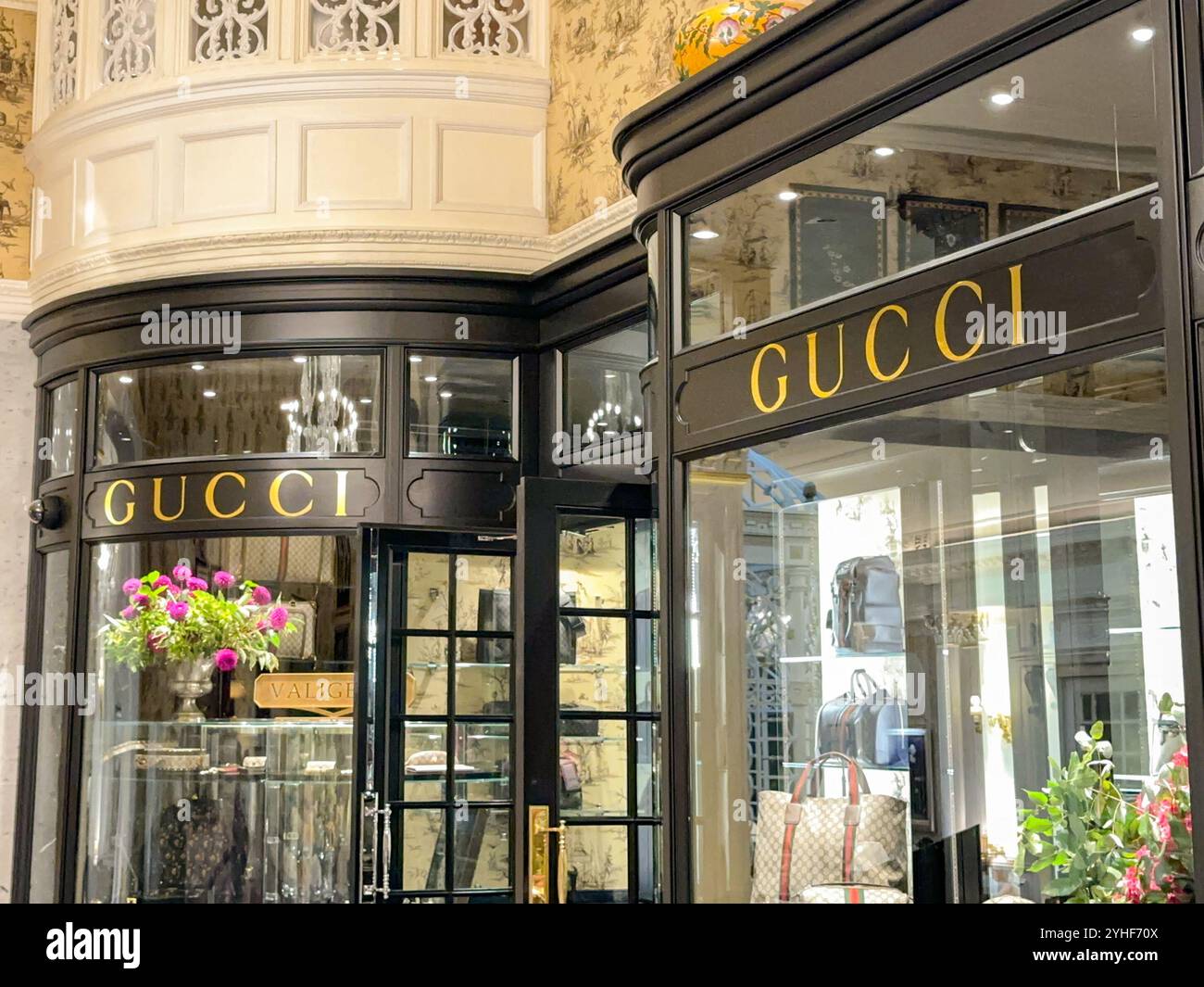 London, England, UK - 24 August 2023: Shop front of a branch of Gucci - Smartphone Captured Stock Image