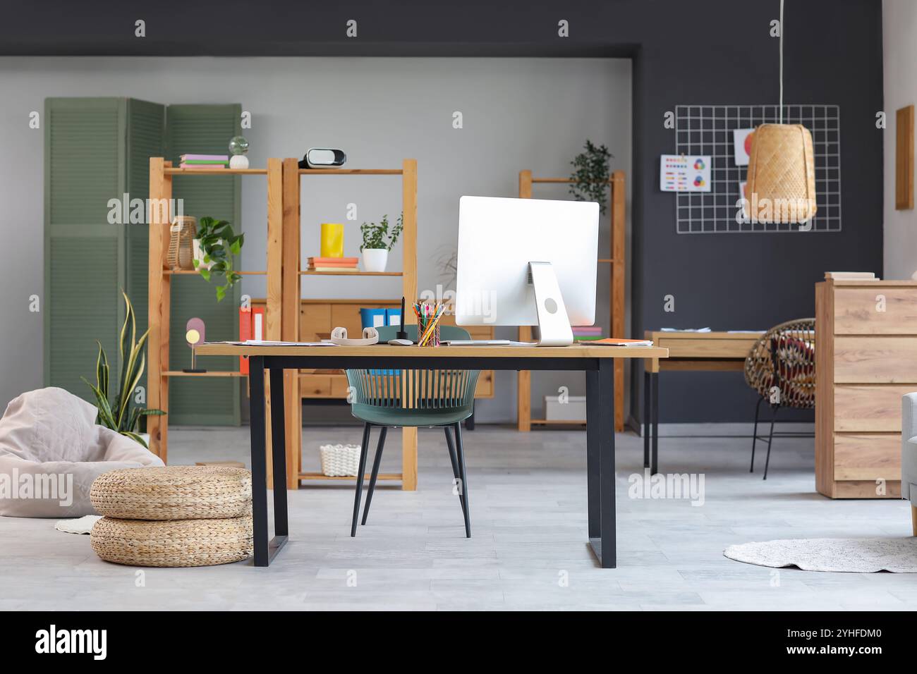 Graphic designer's workplace with computer in office interior Stock ...